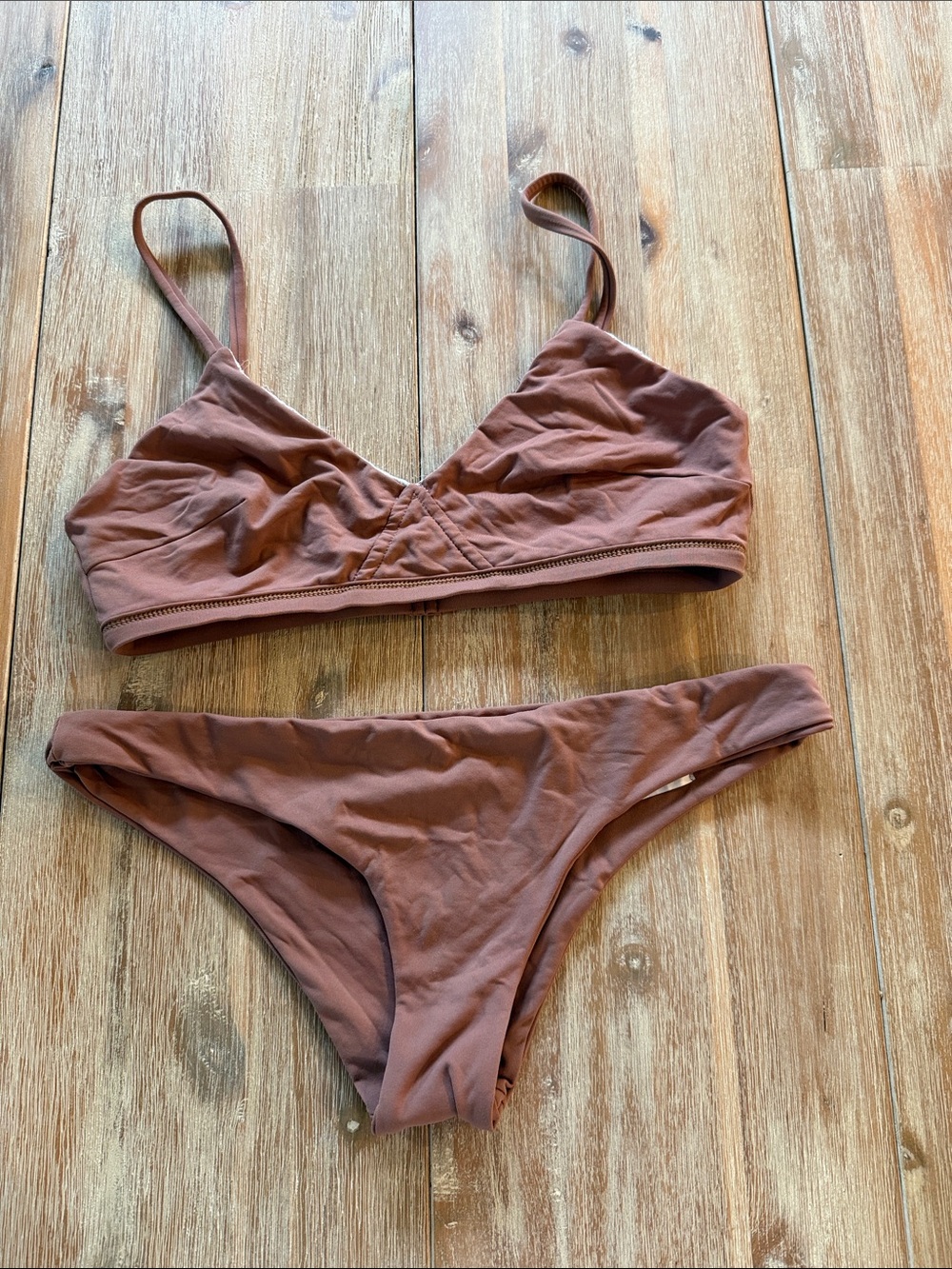Lace Bralette Bikini Set - Dusty Rose & Cream - Picture 3 of 3